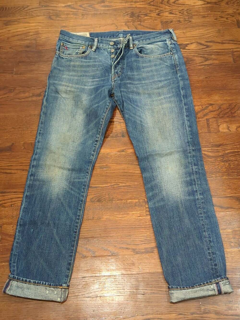 Polo Ralph Lauren 381 Slim Distressed Jeans Size 33x30 Blue Cotton